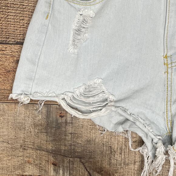 SHEIN Light Blue Denim Destroyed High Rise Cut Off Jean Shorts Size Small - Picture 3 of 10